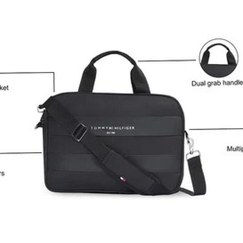 Tommy Hilfiger Mikhail Unisex 14 Inch Laptop Business Case - Black Tommy Hilfiger Mikhail Unisex 14 Inch Laptop Business Case - Black