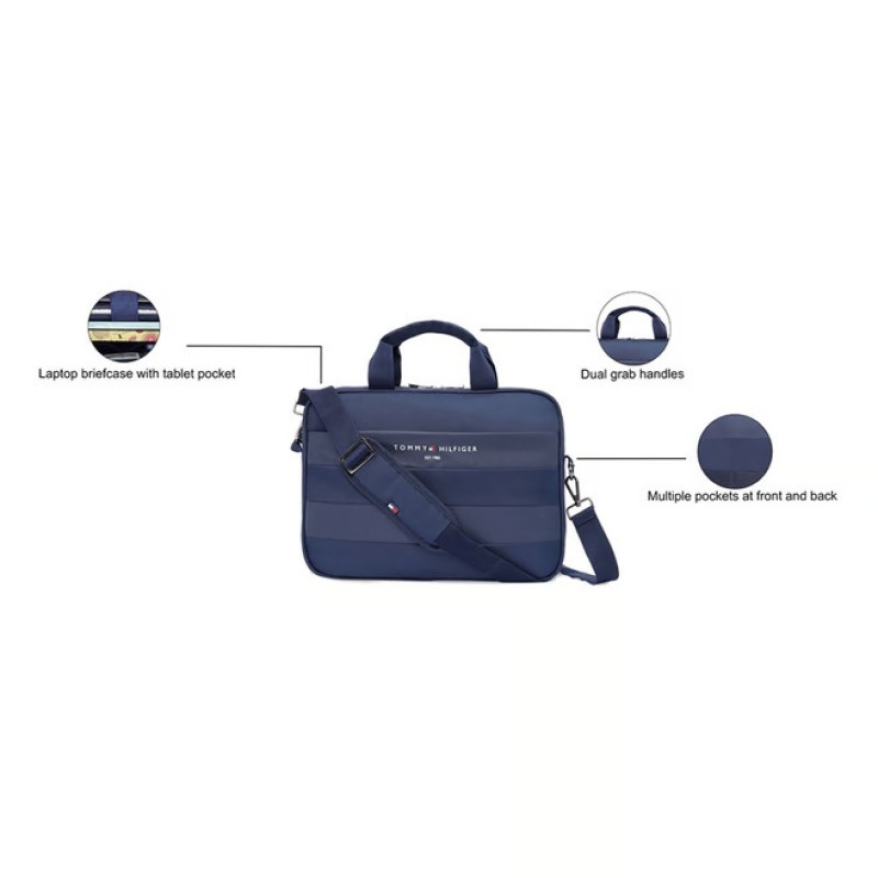 Tommy Hilfiger Mikhail Unisex 14 Inch Laptop Business Case -NAVY