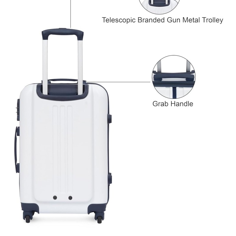 Tommy Hilfiger Wyoming Unisex Hard Luggage - White, 66Cm Medium Trolley Bag