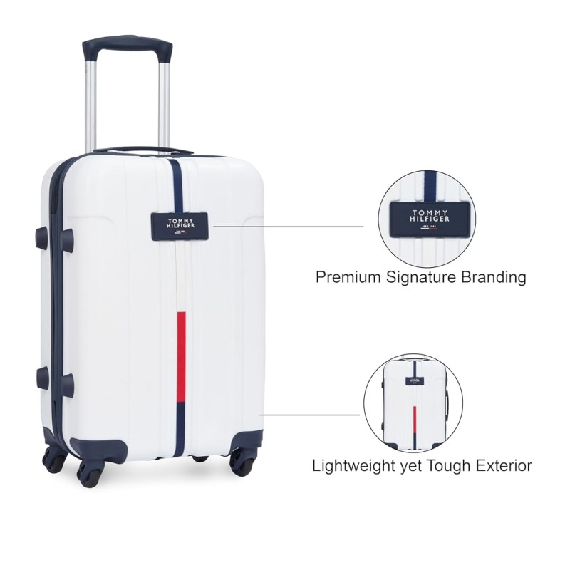 Tommy Hilfiger Wyoming Unisex Hard Luggage - White, 66Cm Medium Trolley Bag