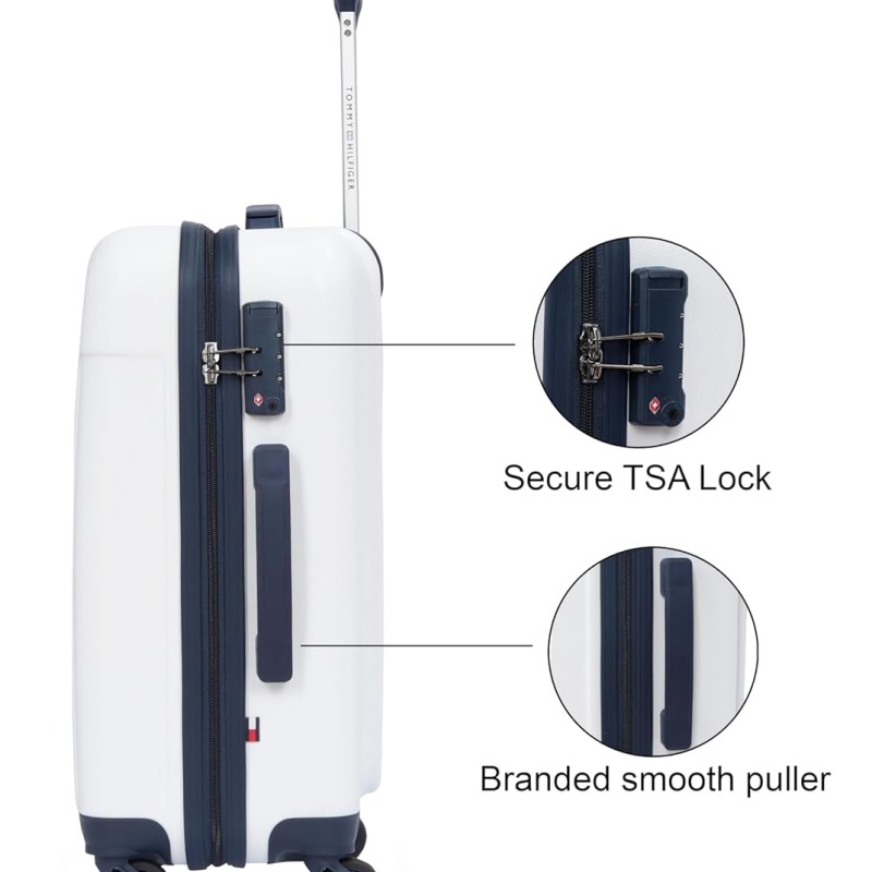 Tommy Hilfiger Wyoming Unisex Hard Luggage - White, 66Cm Medium Trolley Bag