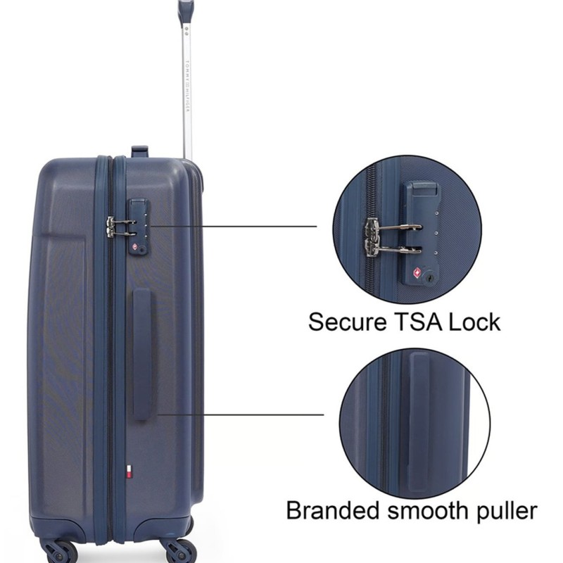 Tommy Hilfiger Wyoming Unisex Hard Luggage - Navy, 66Cm Medium Trolley Bag