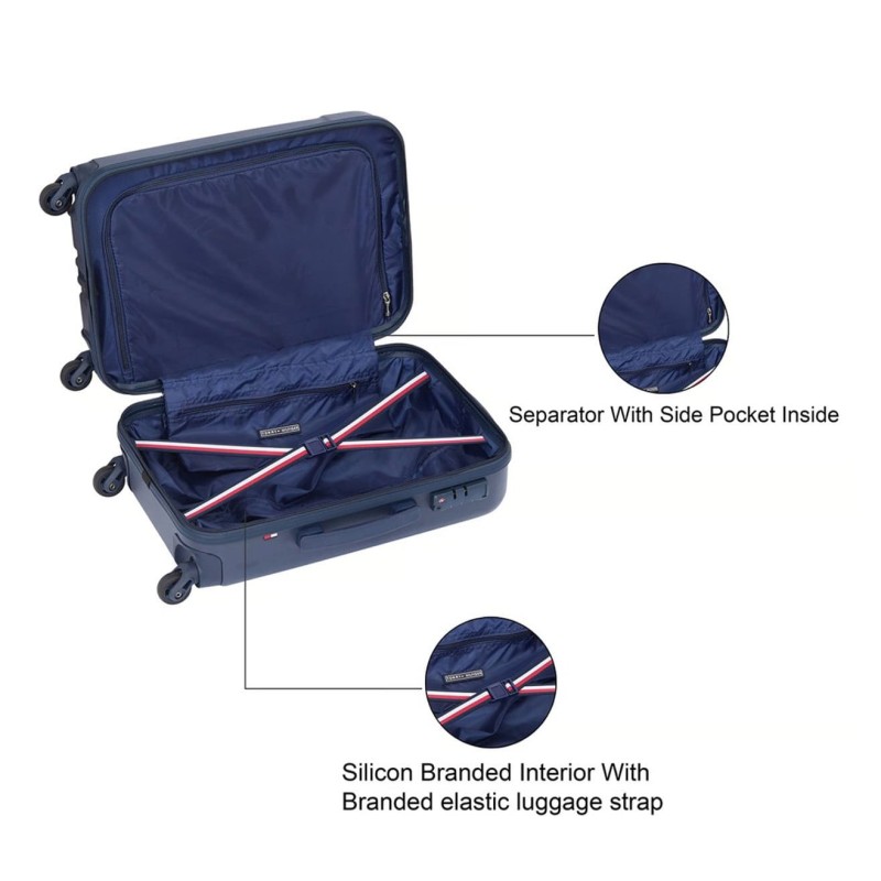 Tommy Hilfiger Wyoming Unisex Hard Luggage - Navy, 66Cm Medium Trolley Bag