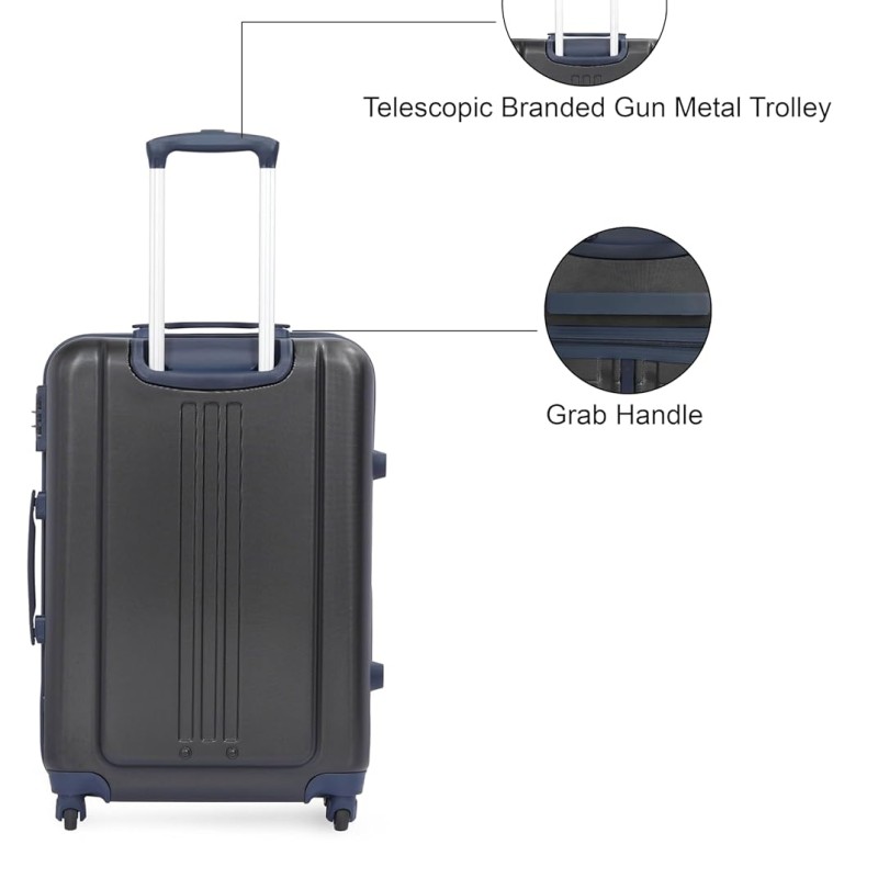 Tommy Hilfiger Wyoming Unisex Hard Luggage - Black, 66Cm Medium Trolley Bag