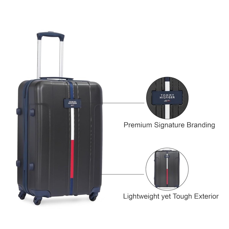 Tommy Hilfiger Wyoming Unisex Hard Luggage - Black, 66Cm Medium Trolley Bag