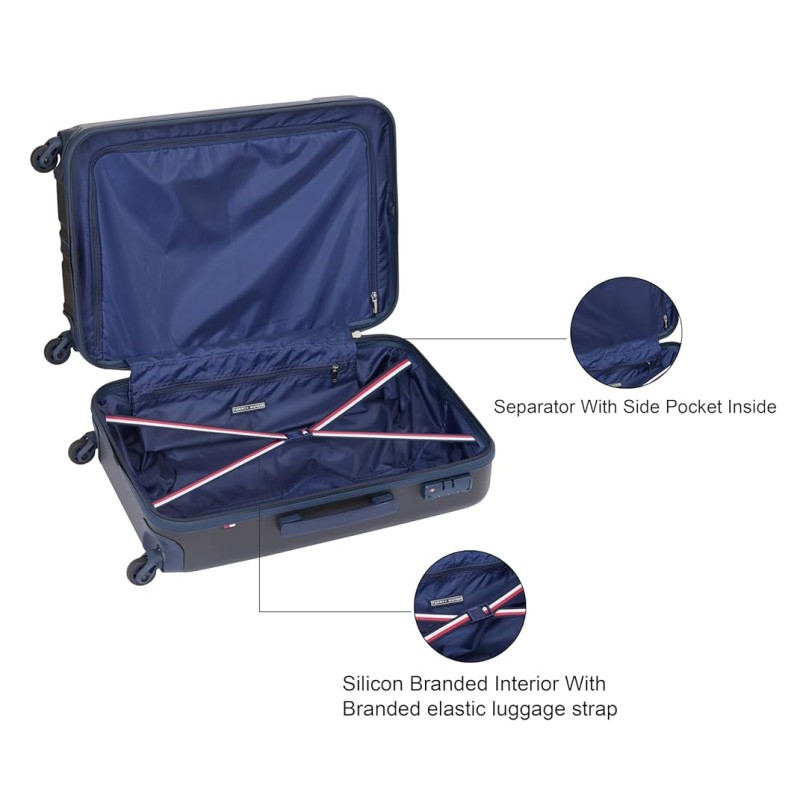 Tommy Hilfiger Wyoming Unisex Hard Luggage - Black, 66Cm Medium Trolley Bag