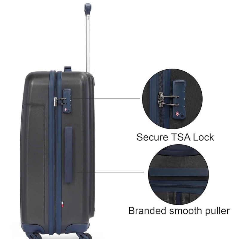 Tommy Hilfiger Wyoming Unisex Hard Luggage - Black, 66Cm Medium Trolley Bag