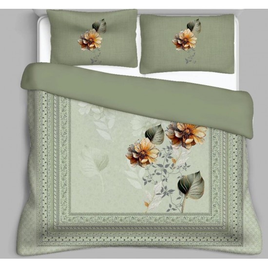 Bella Casa, Double Bedsheet Set with 2 Pillow Covers 100% Cotton -Treasure