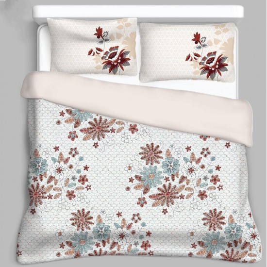 Bella Casa, Double Bedsheet Set with 2 Pillow Covers 100% Cotton -Utsav