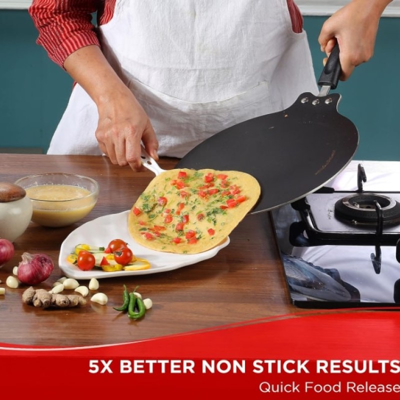 Vinod Zest Aluminium Non Stick Flat Multi Tawa - 28 cm | Roti/Chapati Tawa | 4mm Thick, 3 Layer Coating | Scratch Proof | Induction and Gas Base