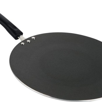 Vinod Zest Aluminium Non Stick Concave Tawa - 26.5cm | Roti/Chapati/Paratha/Dosa Tawa | 4mm Thick | Bakelite Handle | Induction and Gas Base
