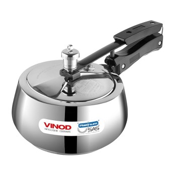 Vinod Europa Stainless Steel Inner Lid Pressure Cooker - 2 Litre | Handi Shape | Sandwich Bottom Cooker | Induction and Gas Base | ISI and CE certified 