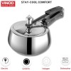 Vinod Europa Stainless Steel Inner Lid Pressure Cooker - 2 Litre | Handi Shape | Sandwich Bottom Cooker | Induction and Gas Base | ISI and CE certified 