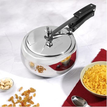 Vinod Europa Stainless Steel Inner Lid Pressure Cooker - 3.5 Litre | Handi Shape | Sandwich Bottom Cooker | Induction and Gas Base | ISI and CE certified
