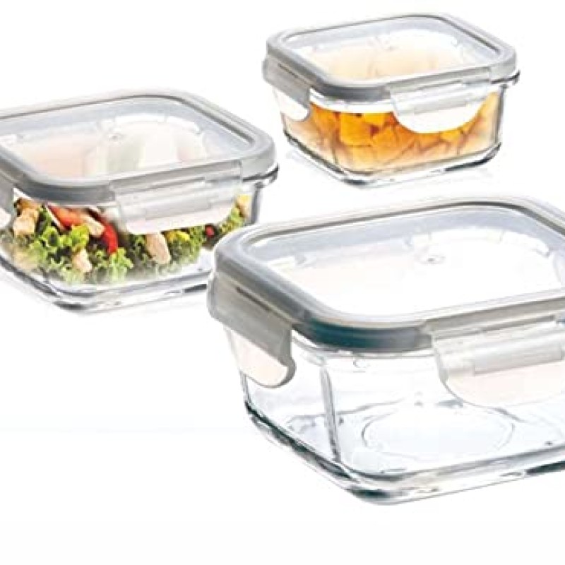 SANJEEV KAPOOR Wellington Square, Microwave Safe, Serving,AIR Tight, Container Set of 3 PCS - 400 ML+520 ML+ 760 ML