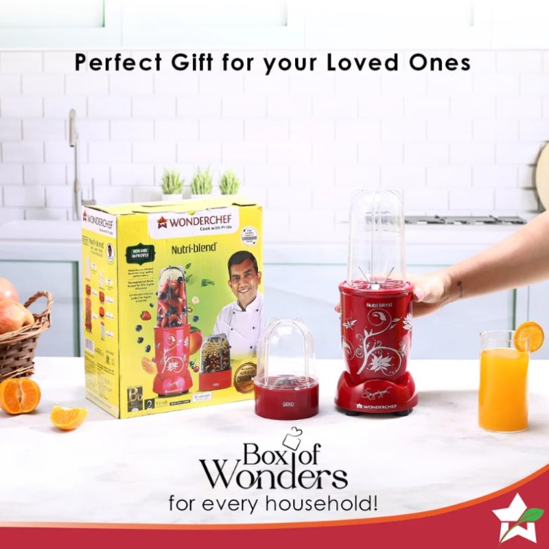 Wonderchef Nutri-blend Mixer, Grinder & Blender | Powerful 400W 22000 RPM 100% Full Copper Motor |Stainless Steel Blades