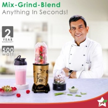 Wonderchef Nutri-blend Mixer, Grinder & Blender | Powerful 400W 22000 RPM 100% Full Copper Motor |Stainless Steel Blades |2 Unbreakable Jars |2 Years Warranty |Recipe book by Chef Sanjeev Kapoor