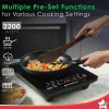 Swift Induction Cooktop with 8 Power Settings|2200 Watt Induction Cooktop| Pre-set Menus for Soups, Curries, Dals, Saute Masala|Crystal Glass Top Surface| LCD Digital Panel | Smart Touch Buttons|Compact & Portable Induction Cooktop| 2 Year Warranty