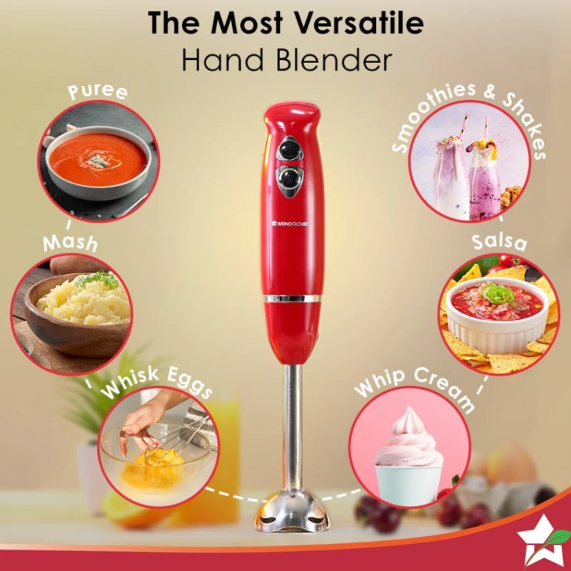 Crimson Edge 400 W Electric Hand Blender | Powerful & Silent Motor | Portable | Easy Control Grip | Hot & Cold Blending | 2 Speed Selection | Anti Rush Sharp Stainless Steel Blades | Detachable stem | 2 Years warranty | Red Crimson Edge 400 W Electric Hand Blender | Powerful & Silent Motor | Portable | Easy Control Grip | Hot & Cold Blending | 2 Speed Selection | Anti Rush Sharp Stainless Steel Blades | Detachable stem | 2 Years warranty | Red