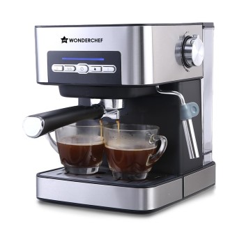 Wonderchef Regalia Espresso Coffee Maker 20 Bar | Ideal for Espresso, Cappuccino, Latt�, Macchiato or Ristretto at Home | with Steamer Spout for Cappuccino & Latte | 2 Years Warranty | Steel