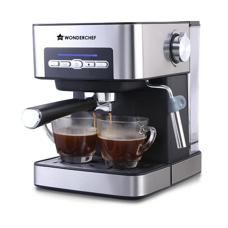 Wonderchef Regalia Espresso Coffee Maker 20 Bar | Ideal for Espresso, Cappuccino, Latt�, Macchiato or Ristretto at Home | with Steamer Spout for Cappuccino & Latte | 2 Years Warranty | Steel