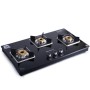 Octavia 3 Burner Glass Hob Top Auto Cooktop | 8mm Toughened Glass | Auto Ignition | Forged Brass Burners | Stainless Steel Drip Tray | Anti-Skid Legs | Large & Heavy Pan support | LPG compatible | Black steel frame | 2 Year Warranty | Black