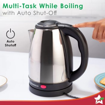 Wonderchef Crescent Electric Kettle 1800W with Stainless Steel Interior | Safety Locking Lid | 1.8L Capacity | 2 Years Warranty