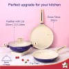 Wonderchef Bellagio Ceramic Non-stick 4 pc Cookware Set, Kadhai with Lid, Fry Pan and Dosa Tawa, Electric Blue, 2 Year warranty by Wonderchef