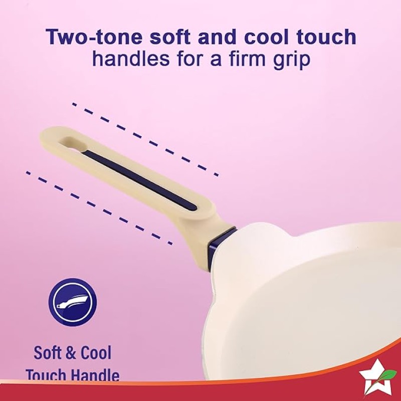 Wonderchef Bellagio Ceramic Non-stick 4 pc Cookware Set, Kadhai with Lid, Fry Pan and Dosa Tawa, Electric Blue, 2 Year warranty by Wonderchef