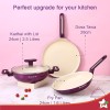 Wonderchef Bellagio Ceramic Non-stick 4 pc Cookware Set, Kadhai with Lid, Fry Pan and Dosa Tawa, Deep Purple, 2 Year warranty by Wonderchef