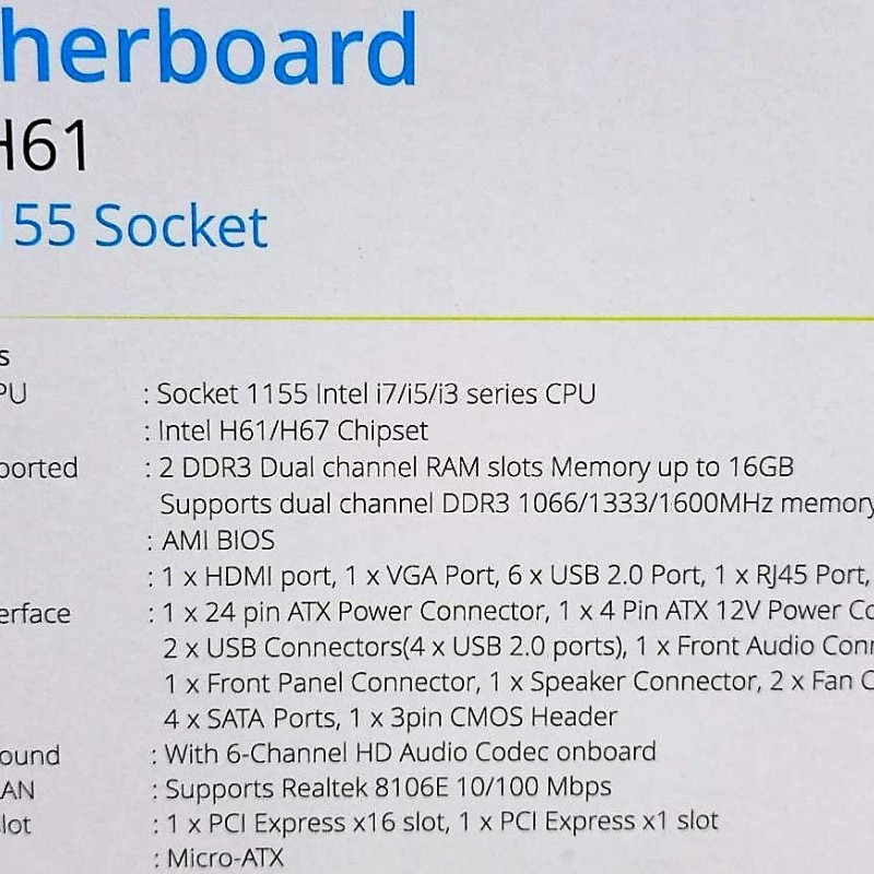 Zebronics H61 Motherboard