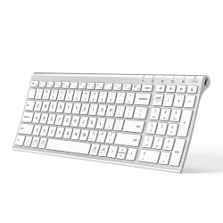 iClever Bluetooth Keyboard BK10, Multi-Device Rechargeable Wireless Keyboard - Sliver