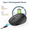 iClever Wireless Mouse, MD165 Dual Mode Wireless Mouse, Bluetooth Type-C