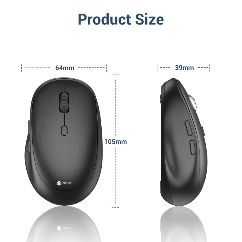 iClever Wireless Mouse, MD165 Dual Mode Wireless Mouse, Bluetooth Type-C