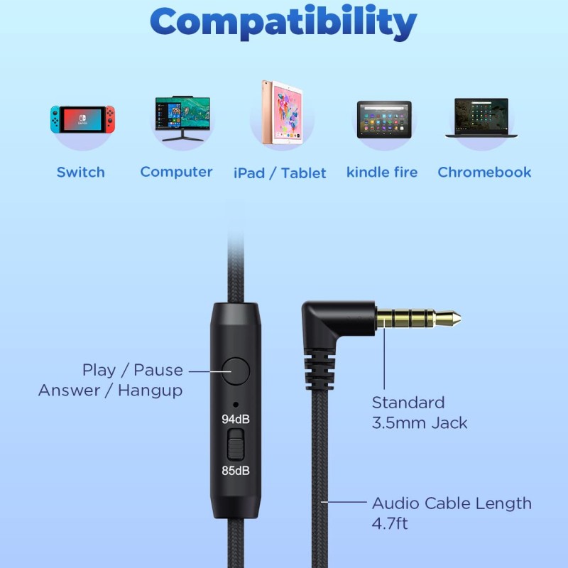 iClever Kids Wired Headphones for Boys, Headphones for Kids