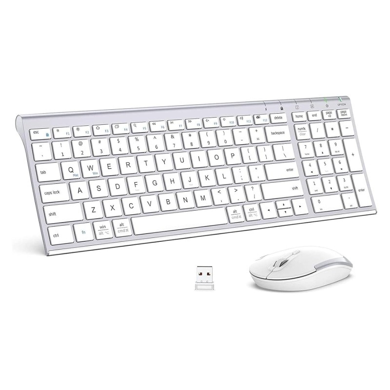 iClever Wireless Keyboard & Mouse Combo GK03-2.4G Portable Wireless Keyboard Mouse , Silver/White iClever Wireless Keyboard & Mouse Combo GK03-2.4G Portable Wireless Keyboard Mouse , Silver/White