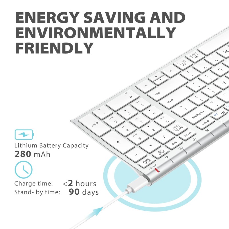 iClever Wireless Keyboard & Mouse Combo GK03-2.4G Portable Wireless Keyboard Mouse , Silver/White iClever Wireless Keyboard & Mouse Combo GK03-2.4G Portable Wireless Keyboard Mouse , Silver/White