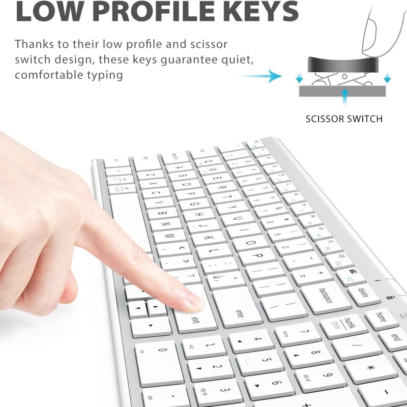 iClever Wireless Keyboard & Mouse Combo GK03-2.4G Portable Wireless Keyboard Mouse , Silver/White iClever Wireless Keyboard & Mouse Combo GK03-2.4G Portable Wireless Keyboard Mouse , Silver/White