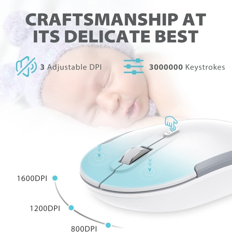 iClever Wireless Keyboard & Mouse Combo GK03-2.4G Portable Wireless Keyboard Mouse , Silver/White iClever Wireless Keyboard & Mouse Combo GK03-2.4G Portable Wireless Keyboard Mouse , Silver/White