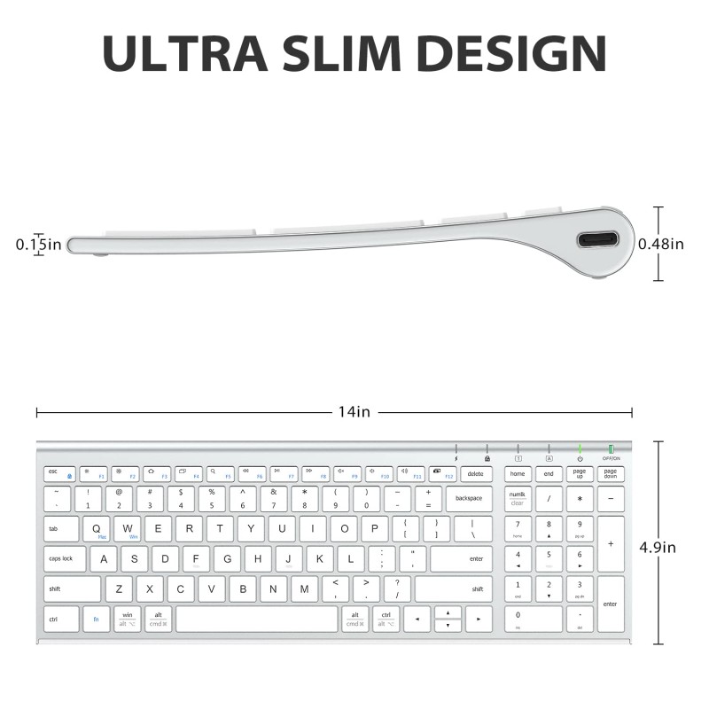 iClever Wireless Keyboard & Mouse Combo GK03-2.4G Portable Wireless Keyboard Mouse , Silver/White iClever Wireless Keyboard & Mouse Combo GK03-2.4G Portable Wireless Keyboard Mouse , Silver/White