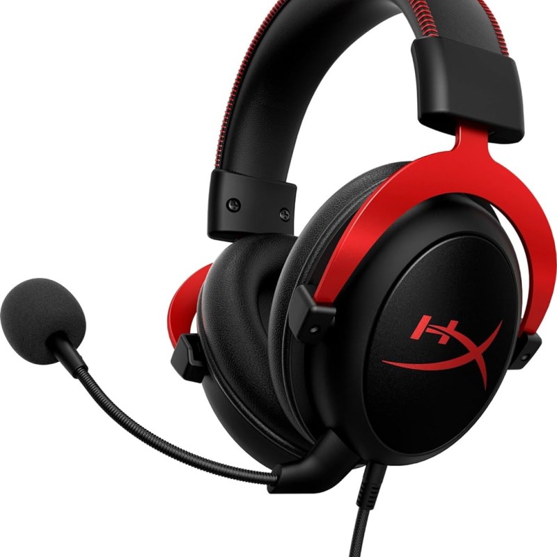 HyperX Cloud II � Gaming Headset for PC, PS5 / PS4. Includes 7.1 Virtual Surround Sound and USB Audio Control Box - Red (4P5M0AA)