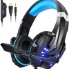 Kotion Each: Over The Ear Wired Headsets With Mic & Led - G9000 Edition For Pc/Ipad/Iphone/Tablets/Mobile Phones (Black/Blue)
