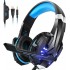 Kotion Each: Over The Ear Wired Headsets With Mic & Led - G9000 Edition For Pc/Ipad/Iphone/Tablets/Mobile Phones (Black/Blue)