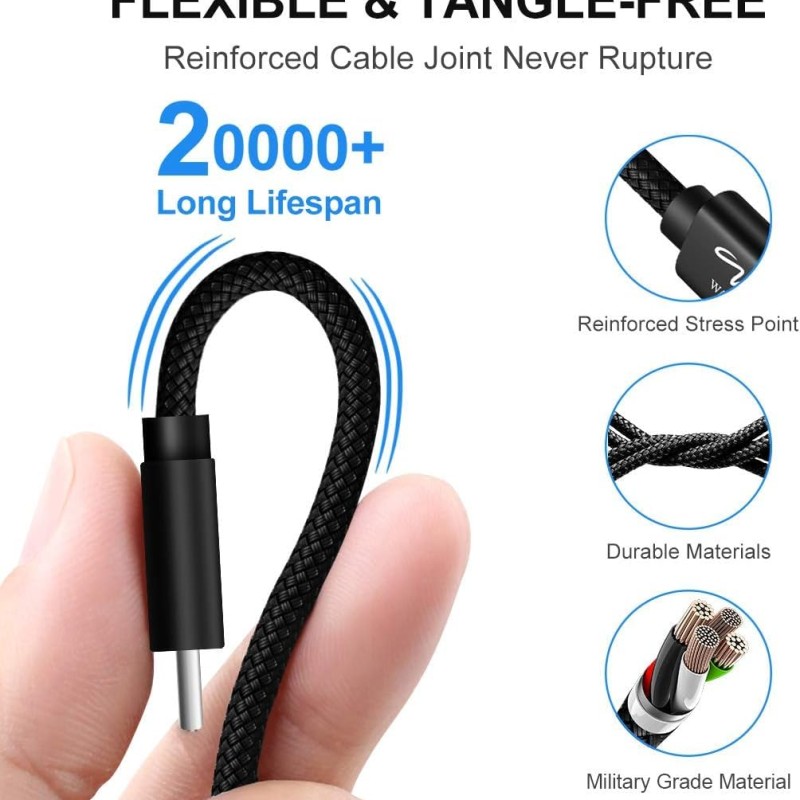 Wayona USB Type C Long Charger Cable Fast Charging USB C Cable (6 FT Pack of 1, Black) Wayona USB Type C Long Charger Cable Fast Charging USB C Cable (6 FT Pack of 1, Black)