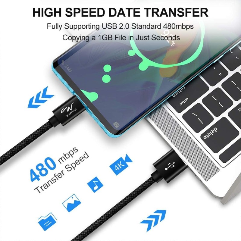 Wayona USB Type C Long Charger Cable Fast Charging USB C Cable (6 FT Pack of 1, Black) Wayona USB Type C Long Charger Cable Fast Charging USB C Cable (6 FT Pack of 1, Black)