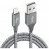 Wayona Nylon Braided USB to Lightning Fast Charging and Data Sync Cable Compatible for iPhone 13, 12,11, X, 8, 7, 6, 5, iPad Air, Pro, Mini (3 FT Pack of 1, Grey)