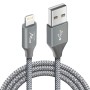 (Refurbished) Wayona Nylon Braided USB to Lightning Fast Charging and Data Sync Cable Compatible for iPhone 13, 12,11, X, 8, 7, 6, 5, iPad Air, Pro, Mini (3 FT Pack of 1, Grey)