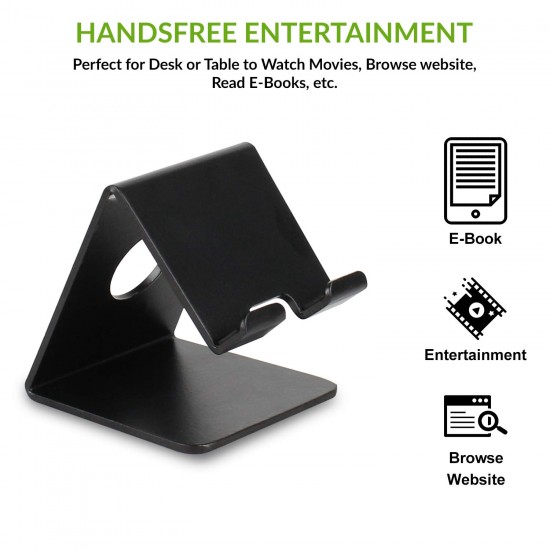 Gizga Essentials Portable Mobile Tabletop Stand, Precise Cutout to Enable Charging During Use - Black