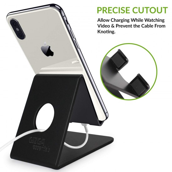 Gizga Essentials Portable Mobile Tabletop Stand, Precise Cutout to Enable Charging During Use - Black