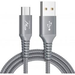 Wayona Type C Cable Nylon Braided Usb C Quick Charger Fast Charging Cord For Tablets Samsung Galaxy - (1M, Grey)